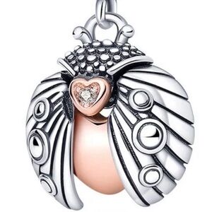 Silver and Rose Gold Ladybug Charm
